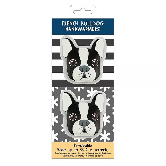 French Bulldog Hand Warmer Set of 2 Reusable Portable Heat Boston Terrier New - Picture 1 of 4